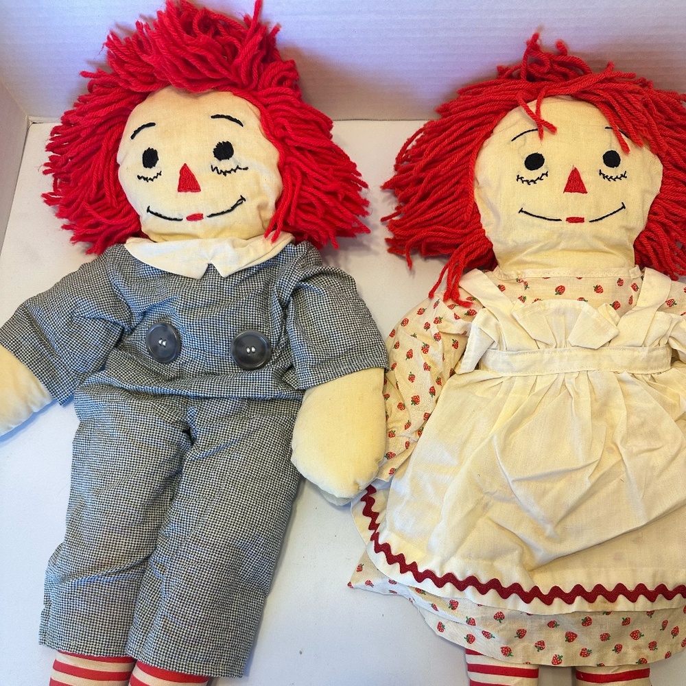 Vintage Raggedy Ann and Andy Handmade doll set  OOAK Plush Soft Toy Stuffed Dol